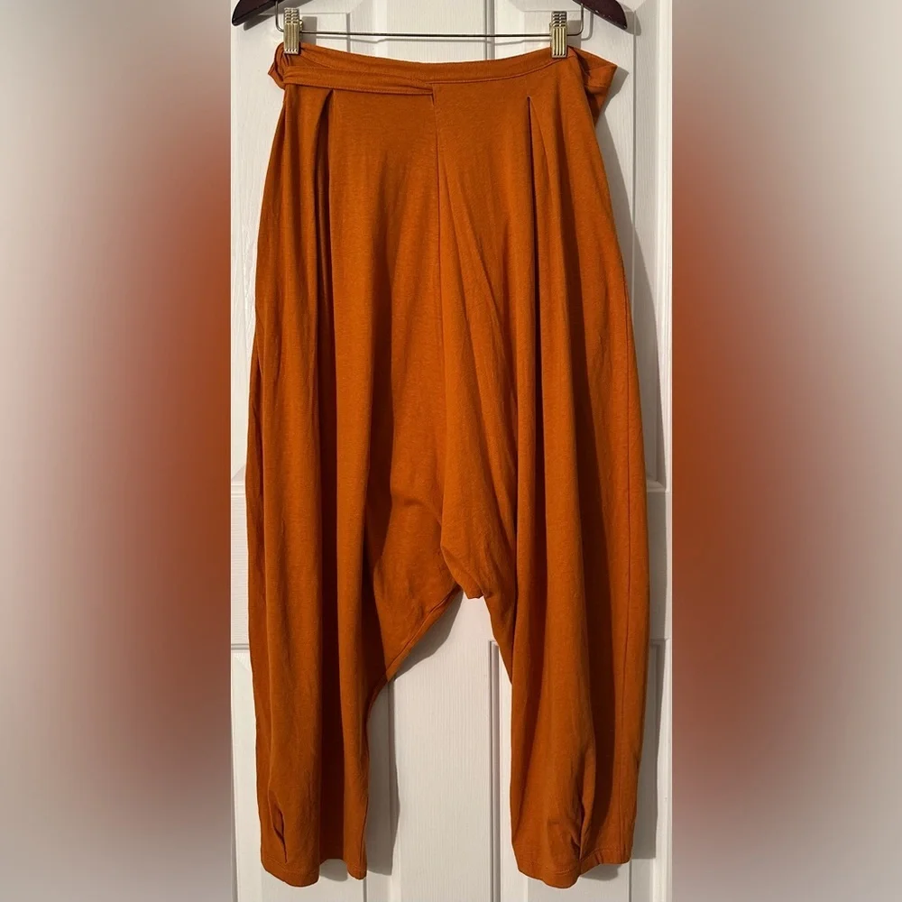 FREE PEOPLE Intimately XS Y2K HipHop Wrap Around Belt Harem Wide Leg Rust Orange - Picture 6 of 9